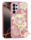 Estuche lujo brillante ROSE GOLD para Galaxy S26 Ultra con anillo de mariposa, protección elegante y funcional.