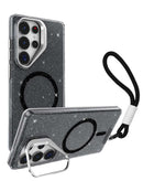Protege tu iPhone con estilo con esta funda glitter MagSafe con correa de muñeca en negro en Quetzaltenango.