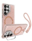 Protege tu Samsung Galaxy S26 Ultra con estilo en Quetzaltenango con la Funda Glitter MagSafe y correa de muñeca.
