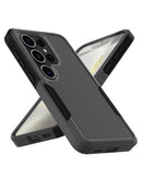 Funda negra robusta de doble capa antigolpes con anillo soporte para Samsung Galaxy S26 Ultra.