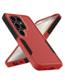 Funda roja antishock de doble capa con anillo para Samsung Galaxy S26 Ultra, protección celular robusta.