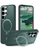 Protege tu Galaxy S26 Ultra con estilo en Xela, Quetzaltenango con un case de carga inalámbrica Carbon con soporte de anillo en color verde.