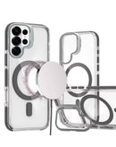 Protege tu Samsung Galaxy S26 Ultra con esta funda magnética transparente con soporte para cámara en color negro en Xela Quetzaltenango.