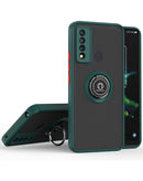 Funda rígida verde oscuro TCL 20 XE con borde TPU suave y soporte de aro integrado para protección.