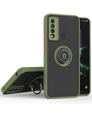 Funda verde para TCL 20 XE con PC duro, TPU suave, borde colorido y soporte I-ring.