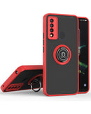 Funda roja TCL 20 XE de PC duro y TPU suave con borde colorido y soporte I-ring.