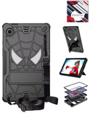 Funda resistente SpiderGrip negra para Galaxy Tab A9 (8.7") con soporte integrado y correa de hombro ajustable.