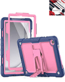 Funda SlowBack antichoque azul marino y rosa para Galaxy Tab A9 Plus 2023 con soporte integrado.
