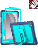 Funda heavy duty azul marino y verde azulado para Samsung Galaxy Tab A9 Plus con soporte tablet.
