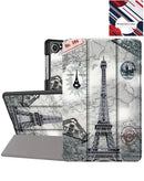 Funda estilo notebook vintage torre Eiffel para Samsung Galaxy Tab A9 Plus 11", tonos sepia, protección elegante.