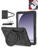 Funda negra resistente a golpes para Samsung Galaxy Tab A9 Plus 2023 con soporte integrado y ranura para lápiz.