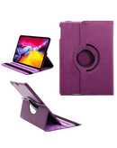 Funda de cuero rotativa 360 grados color púrpura para tablet universal de 8 pulgadas, vista frontal.