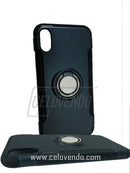 Estuche iPhone X dos en Uno con anillo sujetador. Azul Marino