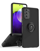 Funda negra resistente para Samsung Galaxy A03s con borde TPU, PC trasero y soporte I-ring.