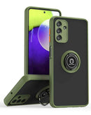 Funda protectora bicolor para Samsung Galaxy A03s, verde marino y negro, con soporte I-ring.