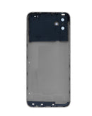 Tapa trasera negra para Samsung Galaxy A04E con lente de cámara, sin logo, y adhesivo para reparación.