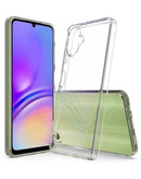 Case híbrido transparente con tecnología Air Cushion para Samsung Galaxy A06, mostrando protección lateral reforzada.