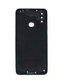 Tapa trasera negra para Samsung Galaxy A10S con lente de cámara, incluye adhesivo, sin logo.