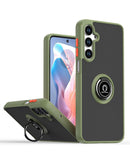 Funda trasera de PC rigido y TPU blando con borde colorido con soporte I-ring Galaxy A16 NAVY GREEN
