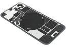 Tapa trasera original iPhone 17e negra con MagSafe, NFC y flex de linterna para reparación.