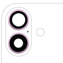 Encuentra en Xela Quetzaltenango un conjunto de 2 lentes de cámara trasera con soporte y bisel de color rosa para iPhone 16/16 Plus.