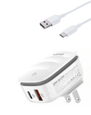 Cargador de pared Lamp LDNIO A2425C QC3.0+PD USB A+C con cable USB A-C en Xela.