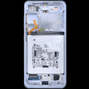 Pantalla Samsung Galaxy S25 5G Icy Blue usada con marco, lista para reparación de display.