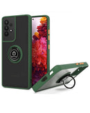 Funda Samsung Galaxy A32 5G verde oscuro, Hard PC y Soft TPU, borde colorido con soporte I-ring.