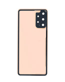 Tapa trasera peach para Samsung Galaxy A33 5G, con lente de cámara y adhesivo, sin logo.