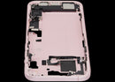 Encuentra piezas para iPhone 15 Plus en Quetzaltenango, Xela: Mid-Frame Housing con puerto de carga, cable flex y piezas pequeñas en color rosa.