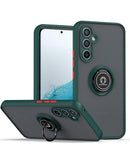 Funda Galaxy A35 5G Hard PC/Soft TPU con borde colorido e I-ring Holder DARK GREEN