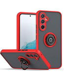 Funda roja para Samsung Galaxy A35 5G con borde de TPU suave, PC rígido y soporte de anillo integrado.