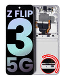 Pantalla OLED interna blanca con marco para Samsung Galaxy Z Flip 3 5G, repuesto para reparación display.