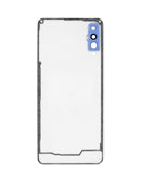 Tapa trasera azul brillante para Samsung Galaxy A50 con lente de cámara y adhesivo, sin logo.