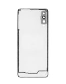 Tapa trasera blanca para Samsung Galaxy A50 con lente de cámara y adhesivo, sin logo.