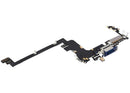 Puerto de carga Deep Blue con cable flex para iPhone 17 Pro, repuesto premium para reparación A32XX.