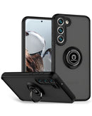 Funda trasera de PC rigido y TPU suave borde colorido Galaxy A54 5G con soporte I-ring - Negro