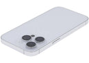 Tapa trasera plateada usada para iPhone 14 Pro (versión EU/Global) con pequeñas piezas internas, ideal para reparación.