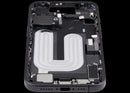 Chasis medio usado de iPhone 17 (A3280, A3281) con puerto de carga flex y pequeñas piezas.