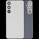 Tapa trasera gris para Samsung Galaxy S24 FE con lente de cámara, pieza de repuesto sin logo.