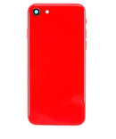 Tapa trasera roja para iPhone 8 (A1863, A1905, A1906) sin logo, con pequeños componentes preinstalados.