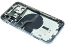 Tapa trasera completa para iPhone 12 Pro color Azul Pacífico (Pacific Blue), incluye todas las piezas pequeñas para una reparación fácil.