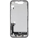 Tapa superior blanca OEM usada para iPhone 16e US, con puerto de carga y pequeñas piezas de repuesto.