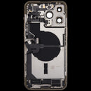 Tapa trasera dorada Grade B para iPhone 14 Pro Max, OEM usada con puerto de carga y piezas pequeñas.