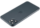 Tapa trasera verde medianoche usada para iPhone 11 Pro Max (A2161, A2218, A2220) con puerto de carga y pequeñas piezas para reparación.