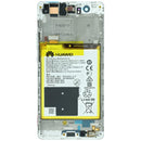 Pantalla LCD blanca con marco para Huawei P9 Lite VNS-L21, lista para reparación y cambio de display.