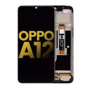 Pantalla LCD reacondicionada con marco para OPPO A12, disponible en Quetzaltenango.