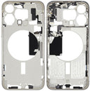Chasis medio de iPhone 15 Pro Max A3106/A3108 blanco titanio con piezas pequeñas para reparación.