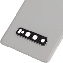 Tapa trasera de vidrio Samsung Galaxy S10 Plus Prism Silver, con lente de cámara, para reparación y repuesto.