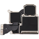 Cámara trasera OEM pull Grade A para iPhone 15 Pro (modelos A2848, A3101, A3102, A3104) con tres lentes, lista para reparación.